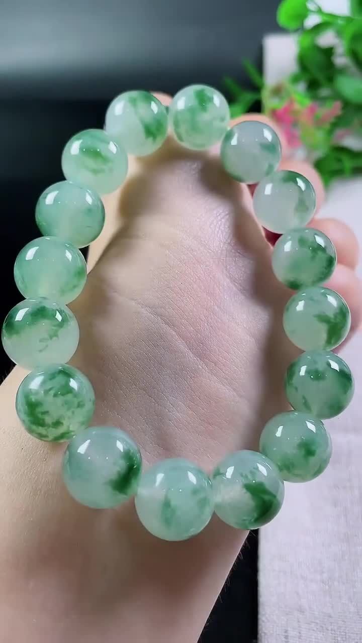 5195771 翡翠高冰飄花手串 (13mm直徑)