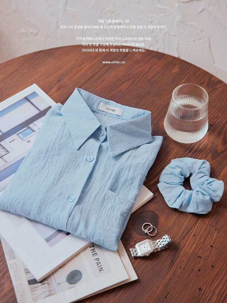 OH！HER 朵朵柔膚長袖襯衫（附髮圈）