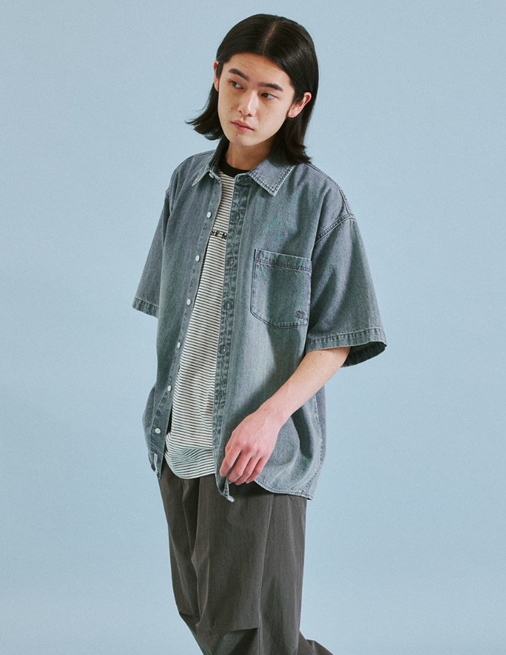 【直播】MARKM LL060316 復古水洗牛仔半身襯衫