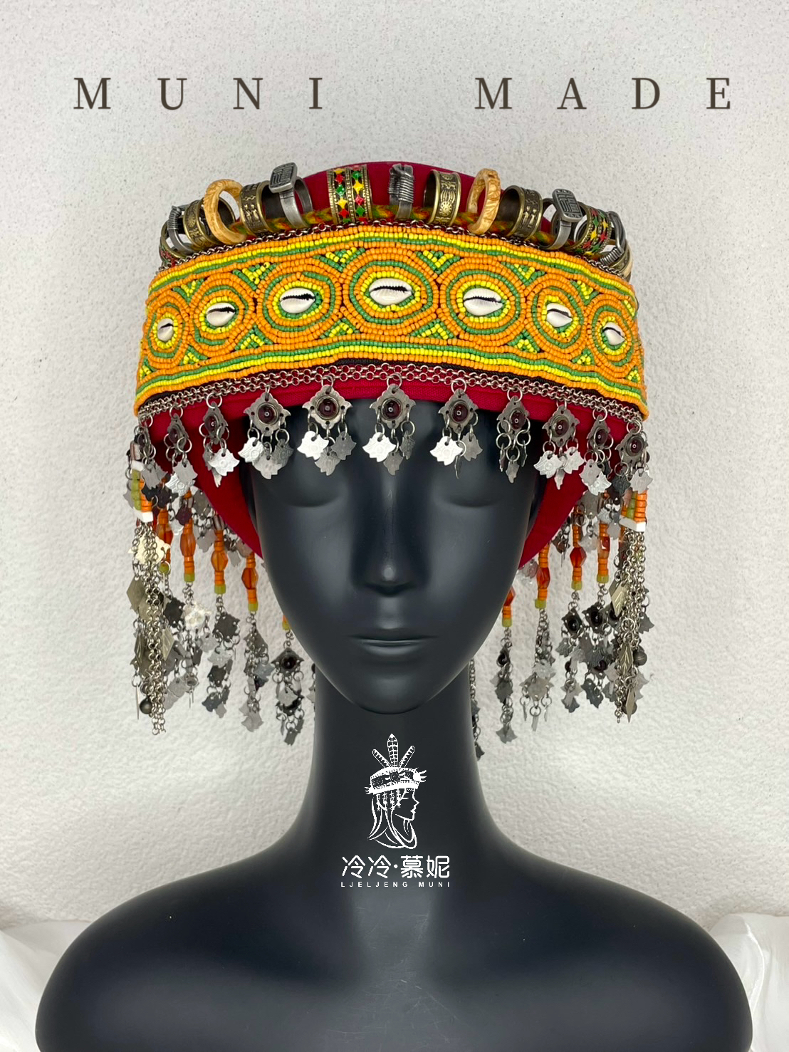 No.82貝殼珠繡來義式頭飾56cm