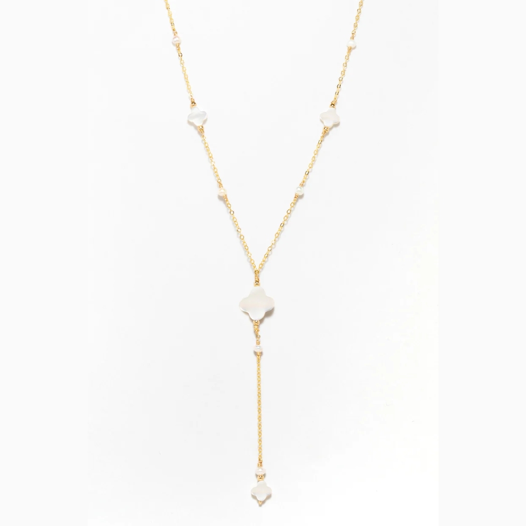 1YA0903-819 YAY PARIS Swan Long Tie Necklace Mother of Pearl Laminated Gold #520crsw102 (A-EU-E)