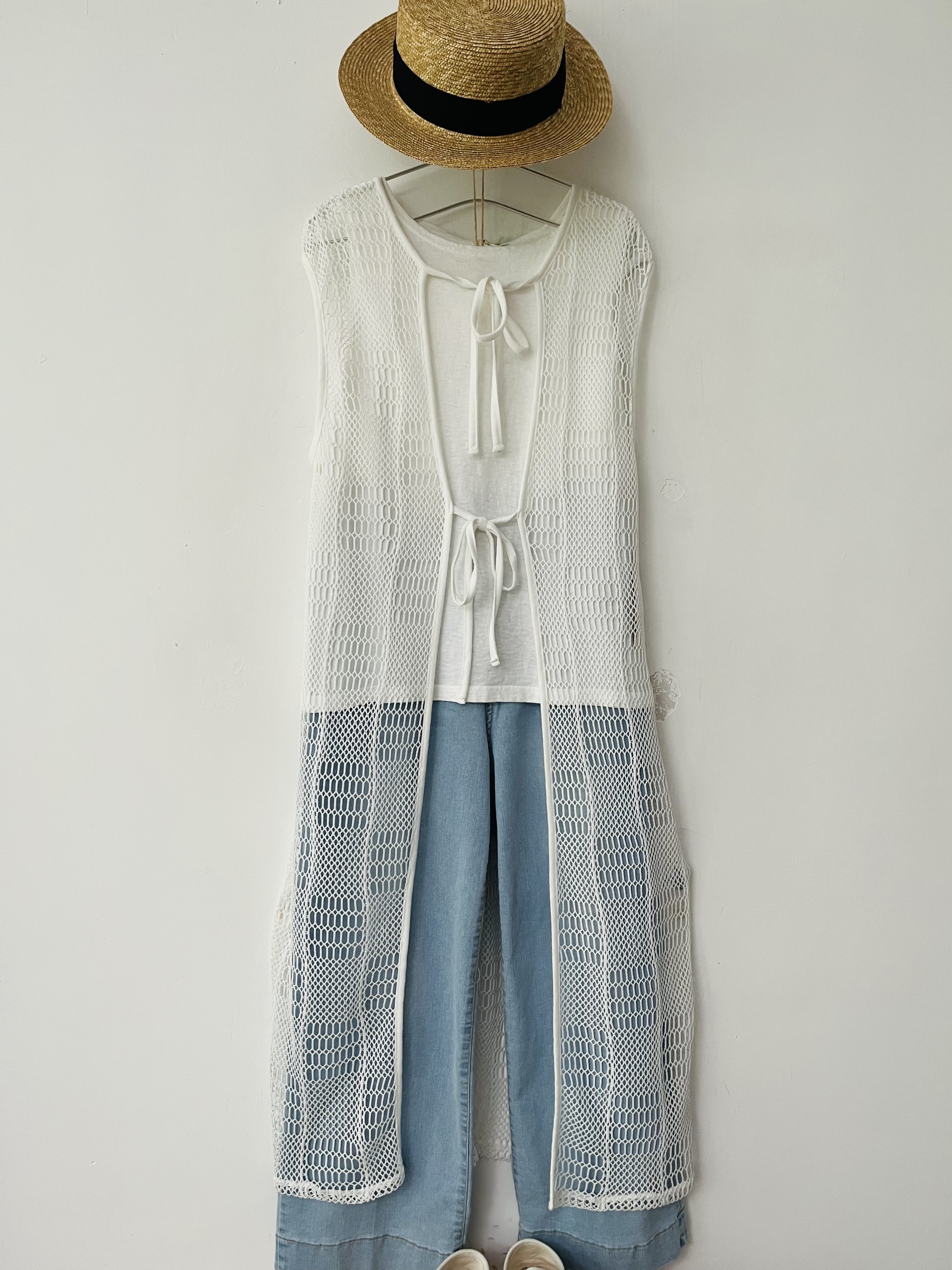 白色針織通花ops