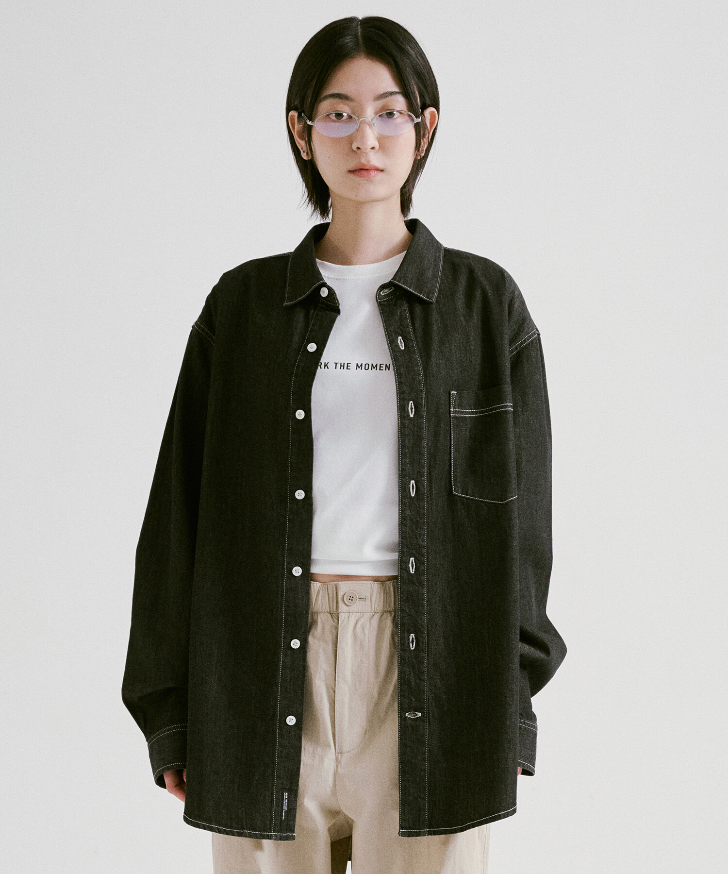 【直播】MARKM LL060317 單口袋牛仔襯衫