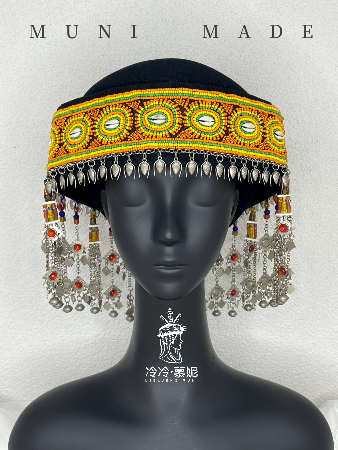 No.83貝殼珠繡來義式頭飾56cm