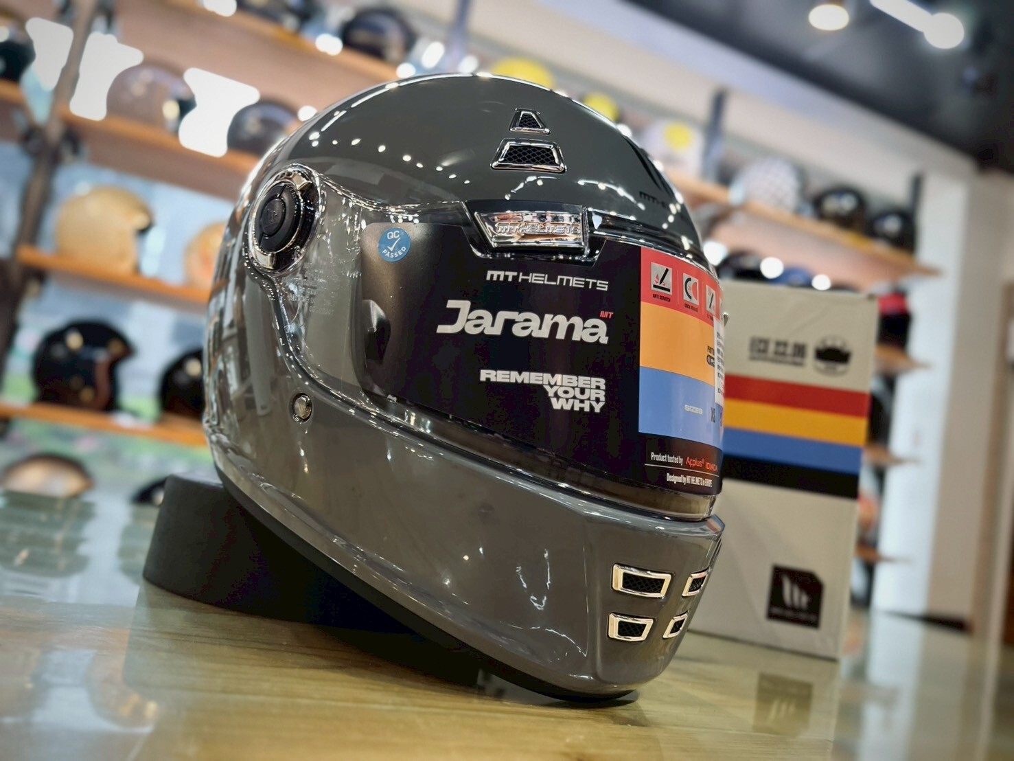 MT Helmets Jarama 素色 水泥灰 全罩 復古帽 樂高帽