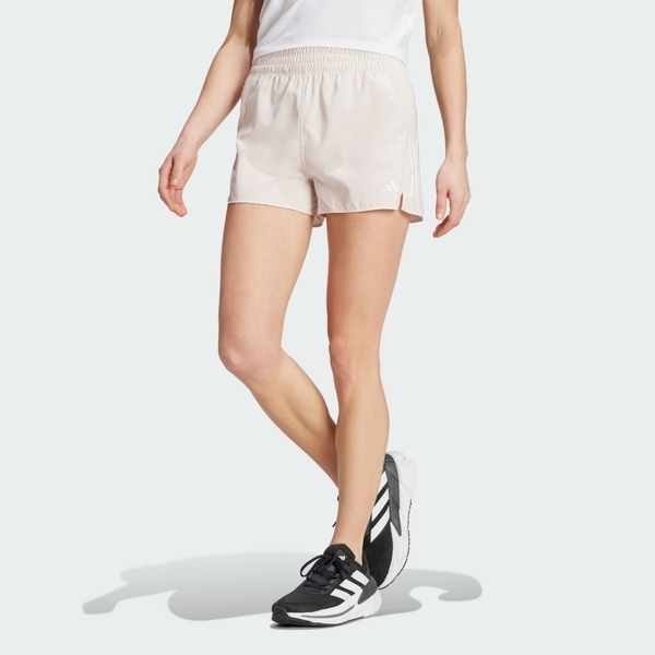 Adidas OTR B Short IX6380 女 短褲 運動 慢跑 路跑 反光 吸濕排汗 拉鍊口袋 輕量 米色