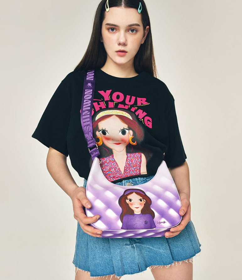 【直播】YOUK SHIM WON LL0306815 中號斜咩包 (紫色格仔)