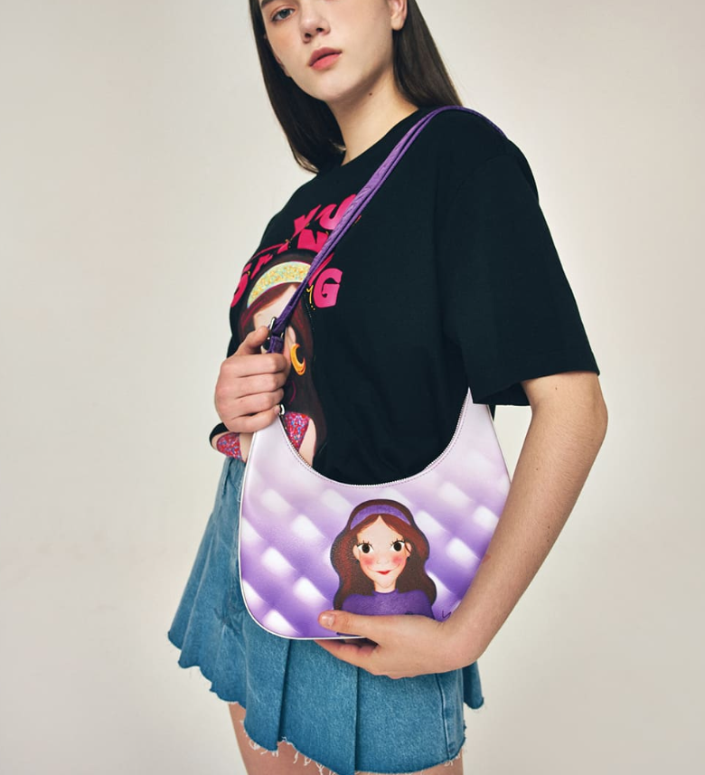 【直播】YOUK SHIM WON LL0306815 中號斜咩包 (紫色格仔)