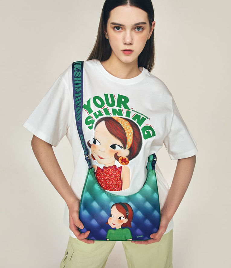 【直播】YOUK SHIM WON LL0306816 中號斜咩包 (綠色格仔)