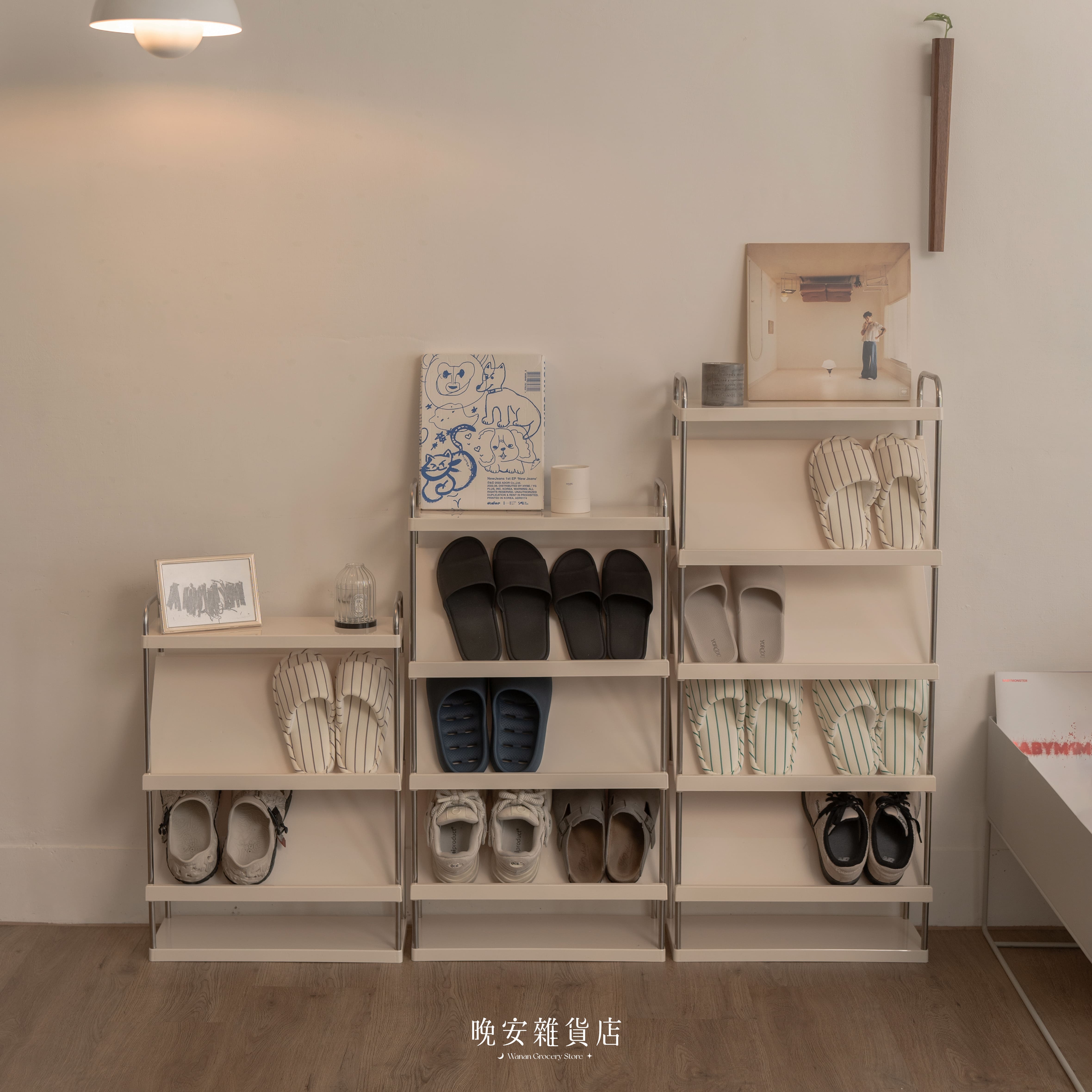 【租屋鞋架提案】奶油系窄款斜面鞋架｜收納鞋架