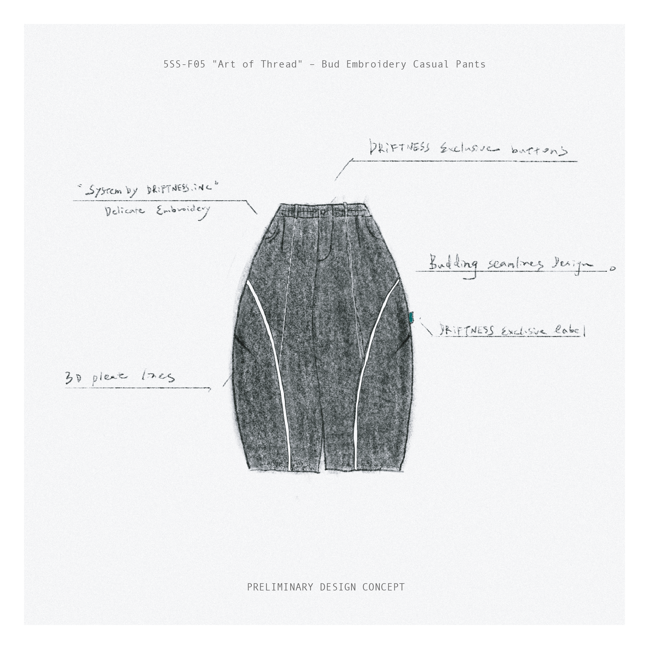 『 Pre-Sale 』DRiFTNESS｜5SS-F05 "Art of Thread" – 出芽刺繡套裝長褲