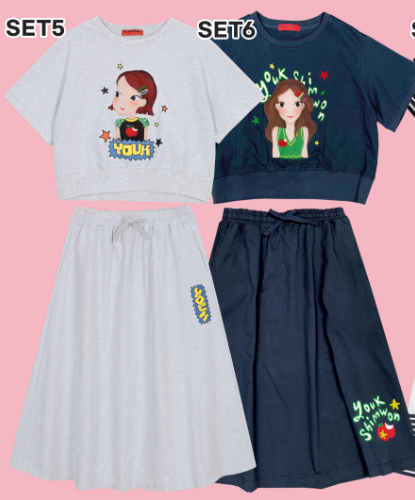 【直播】YOUK SHIM WON LL0306826 短袖長裙套裝 (Free Size)