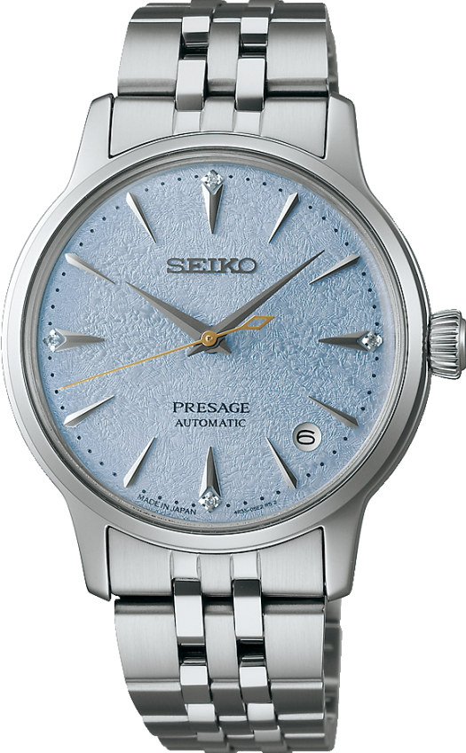 萬年鐘錶 - SEIKO Presage  調酒師 Frozen Skydiving 雞尾酒冰藍面機械女錶  SRPL61J1 / 4R35-06S0B   錶徑34MM