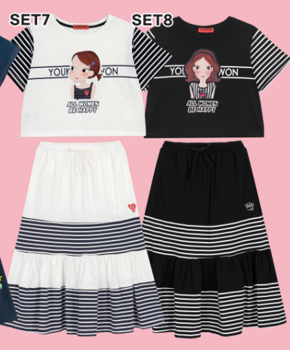 【直播】YOUK SHIM WON LL0306827 短袖長裙套裝 (Free Size)