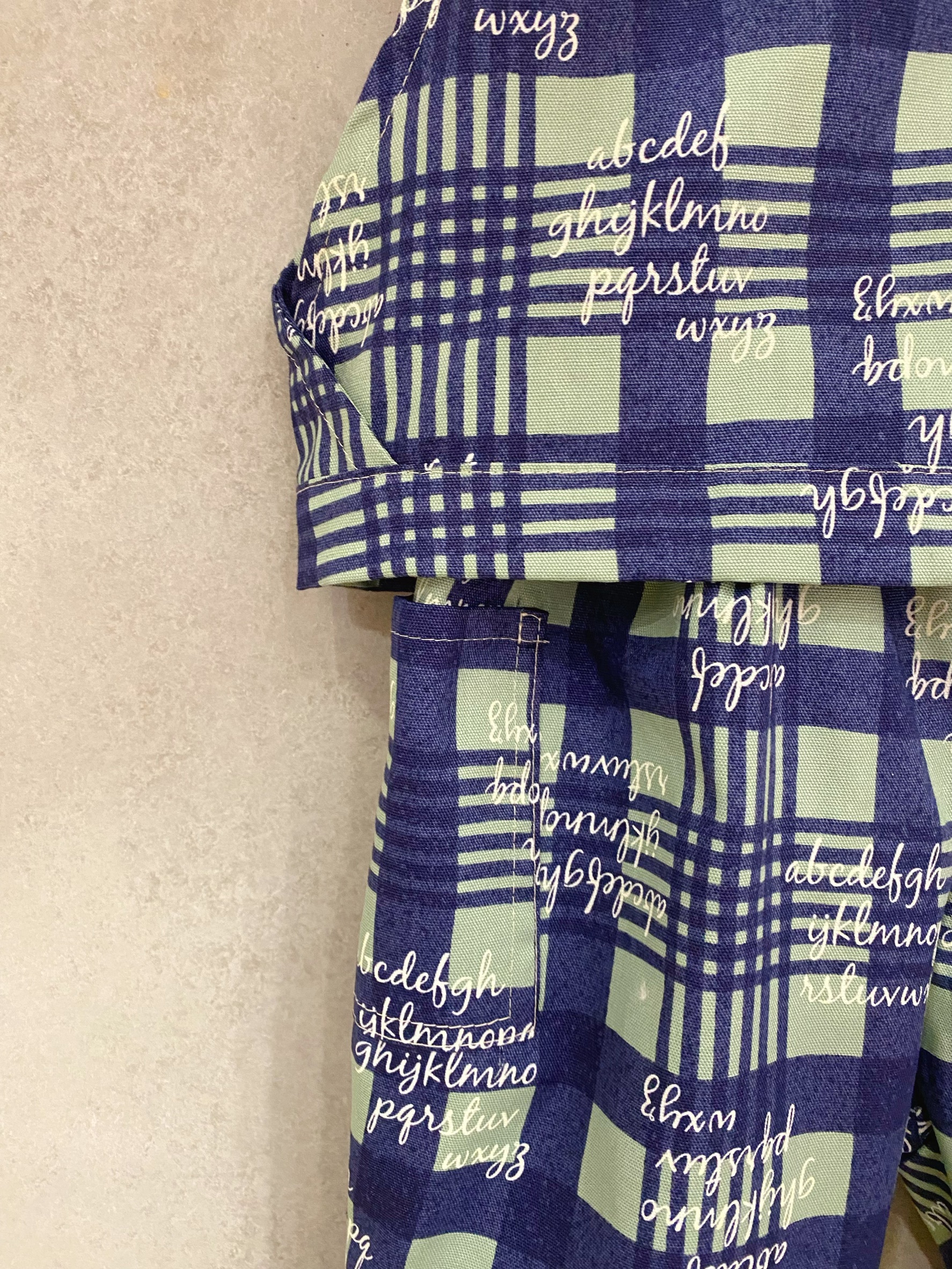 藍綠格紋 背心套裝 (90)