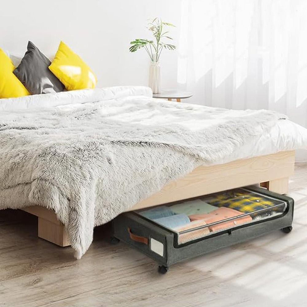 【AOTTO】床底帶輪防塵衣物整理收納箱-2入組(KC-047)