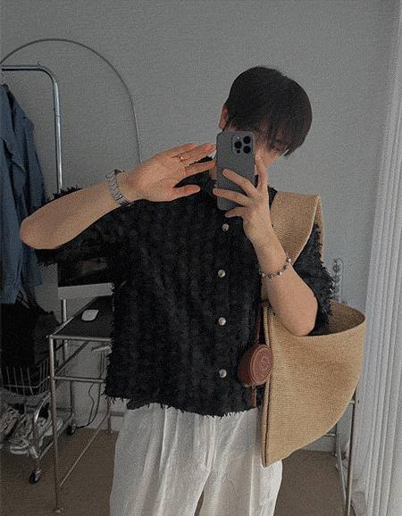 羽毛短款襯衫夾克