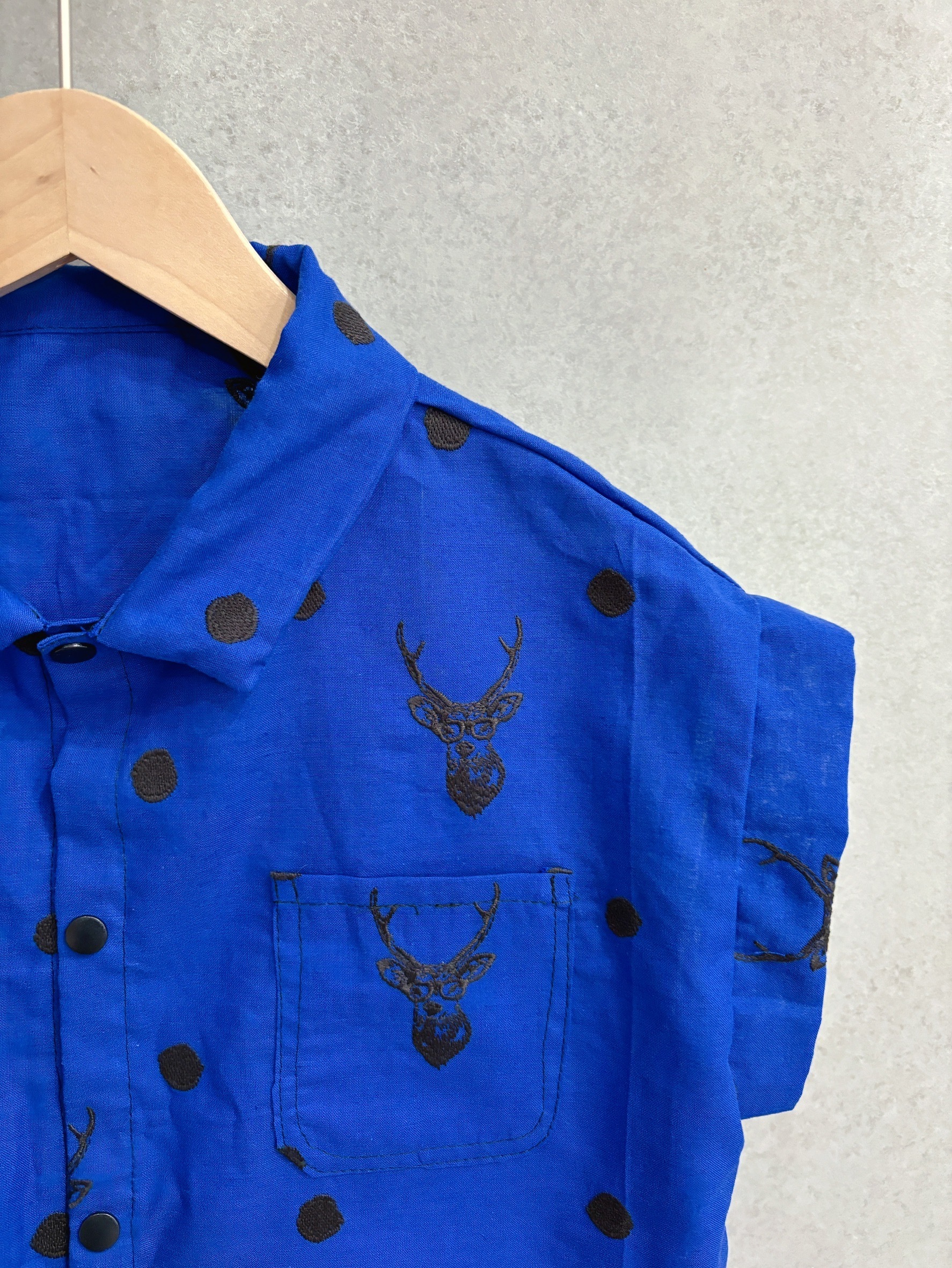 古家藍刺繡鹿 休閒套裝(130)
