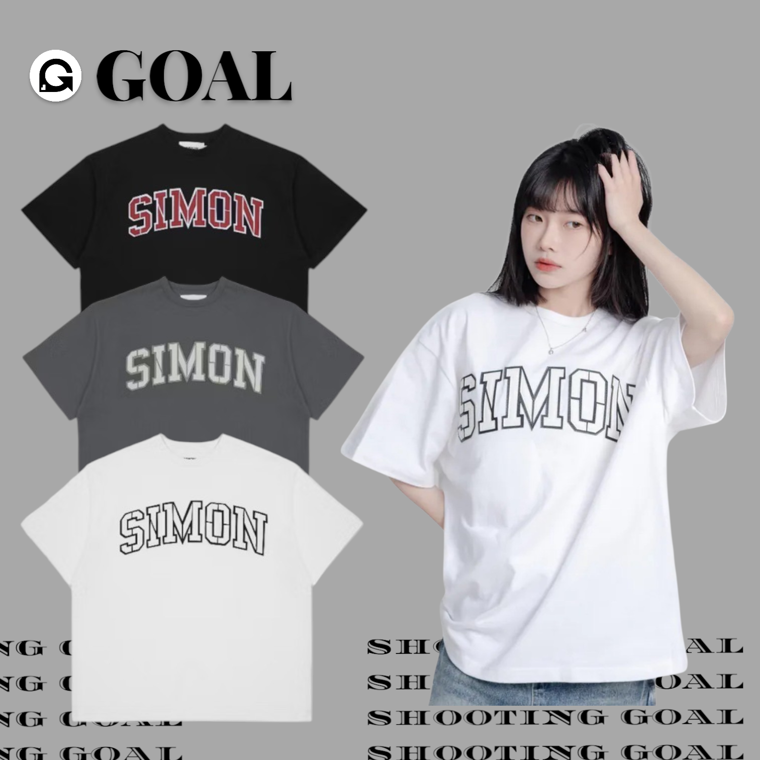 (GOAL) SIMON MADE 荔枝皮 貼布繡 五分袖 短T TS-2501