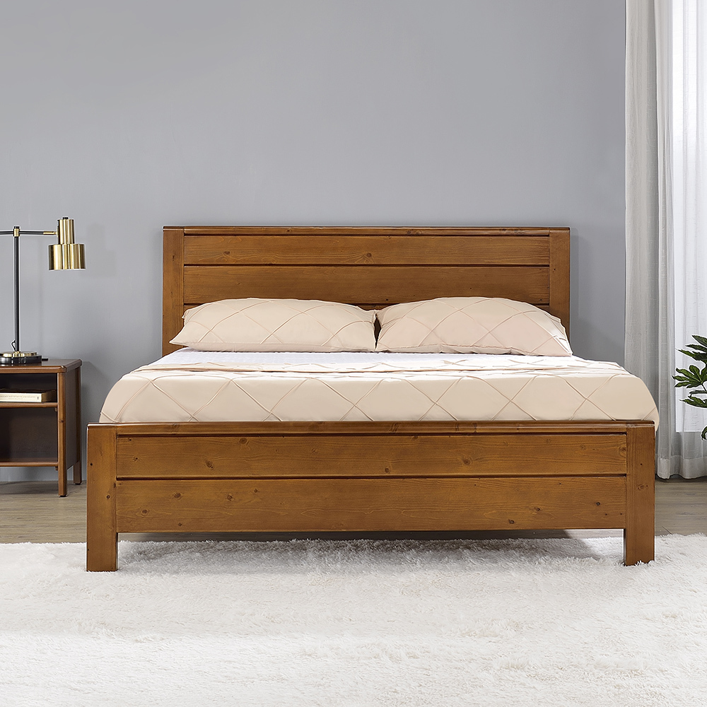 湯格3.5尺單人實木床架/床組(胡桃色)