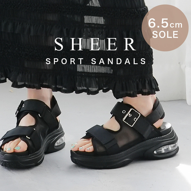 運動時尚 薄紗透膚厚底氣墊運動涼鞋【KH1034】