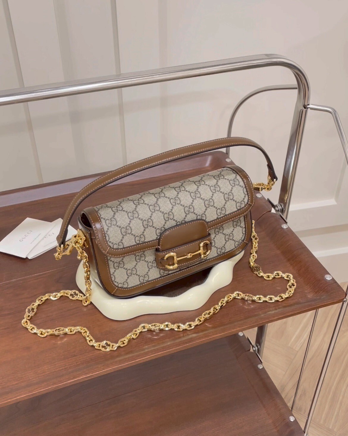 GUCCI｜HORSEBIT 1955 小號肩揹包 棕色老花