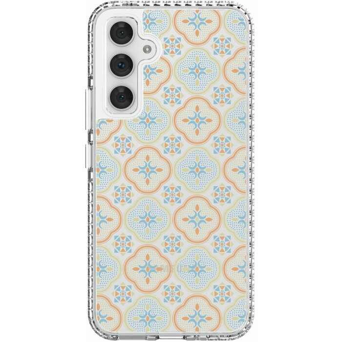 inblooom x The Hood Golden Case-Samsung Galaxy A54/Begonia Glass Pattern/Sweet Almond