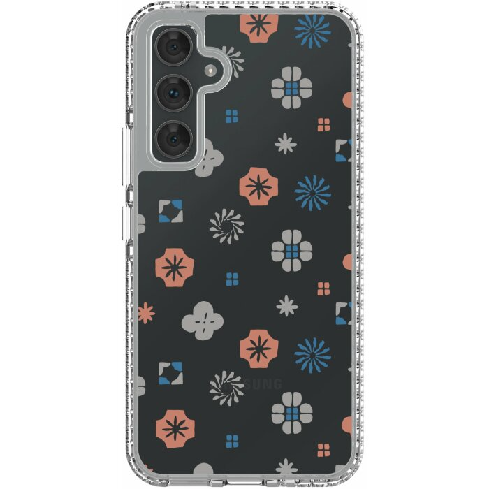 inblooom x The Hood Golden Case-Samsung Galaxy A54/Classic/Coral & Blue