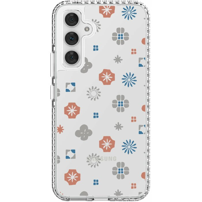 inblooom x The Hood Golden Case-Samsung Galaxy A54/Classic/Coral & Blue