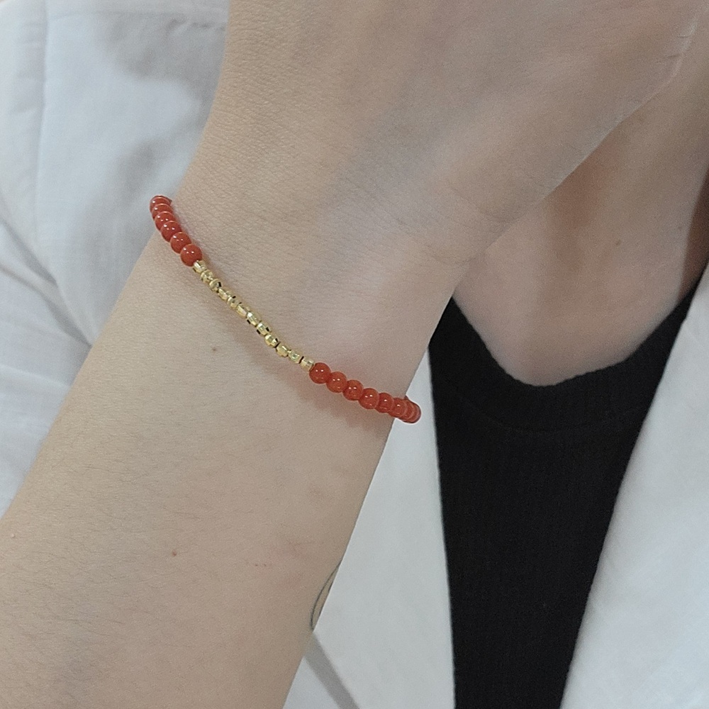 【me.luxe】K18金球瑪瑙手鍊