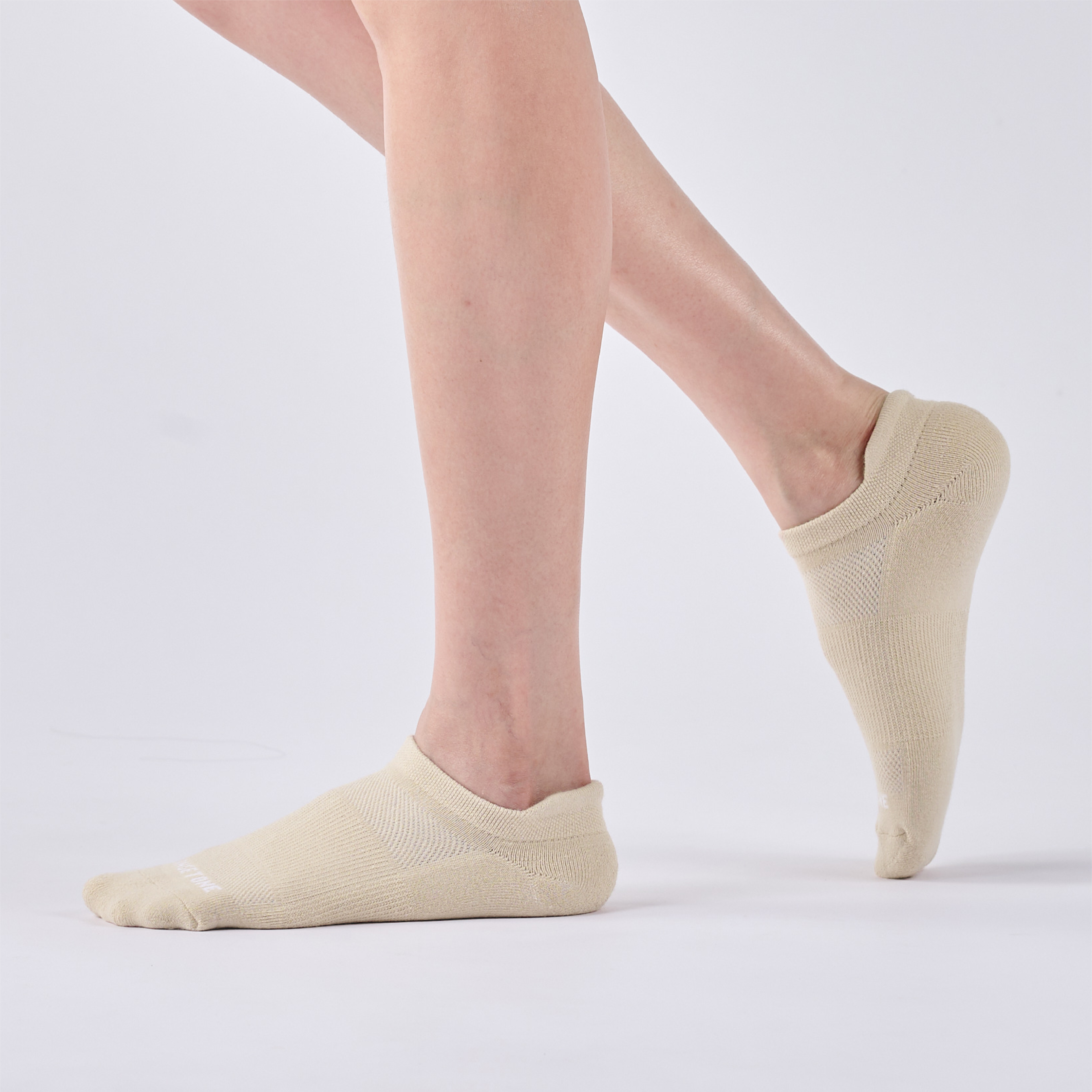 抑菌後枕氣墊踝襪〈淺咖〉