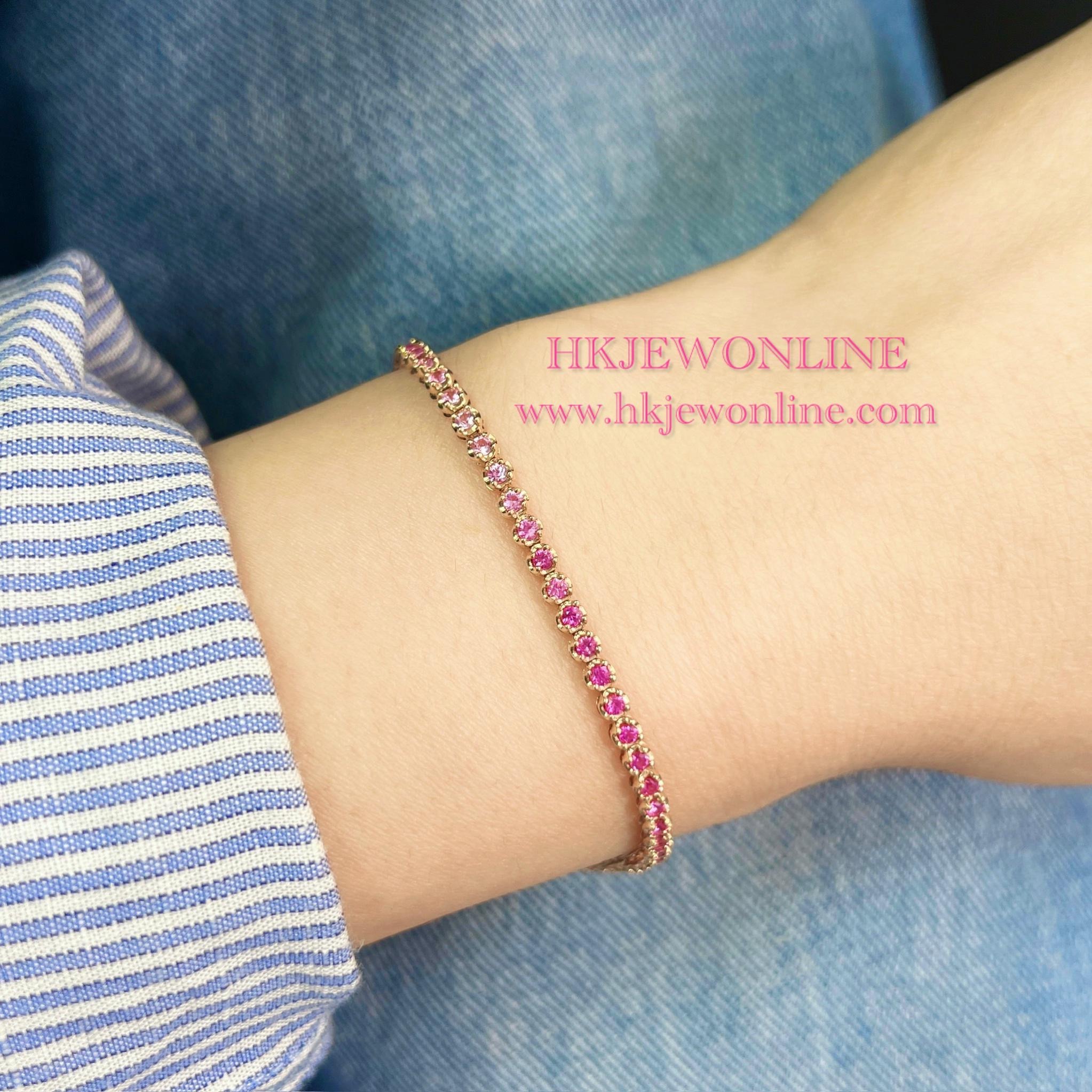 18K Rose Gold Gradient Pink Sapphire Bracelet