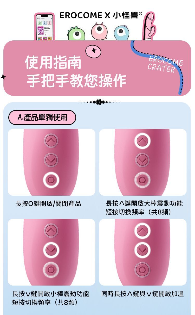 【sistalk x Erocome】Erocome - Crater Smart Double-head Vibrator - Pink
