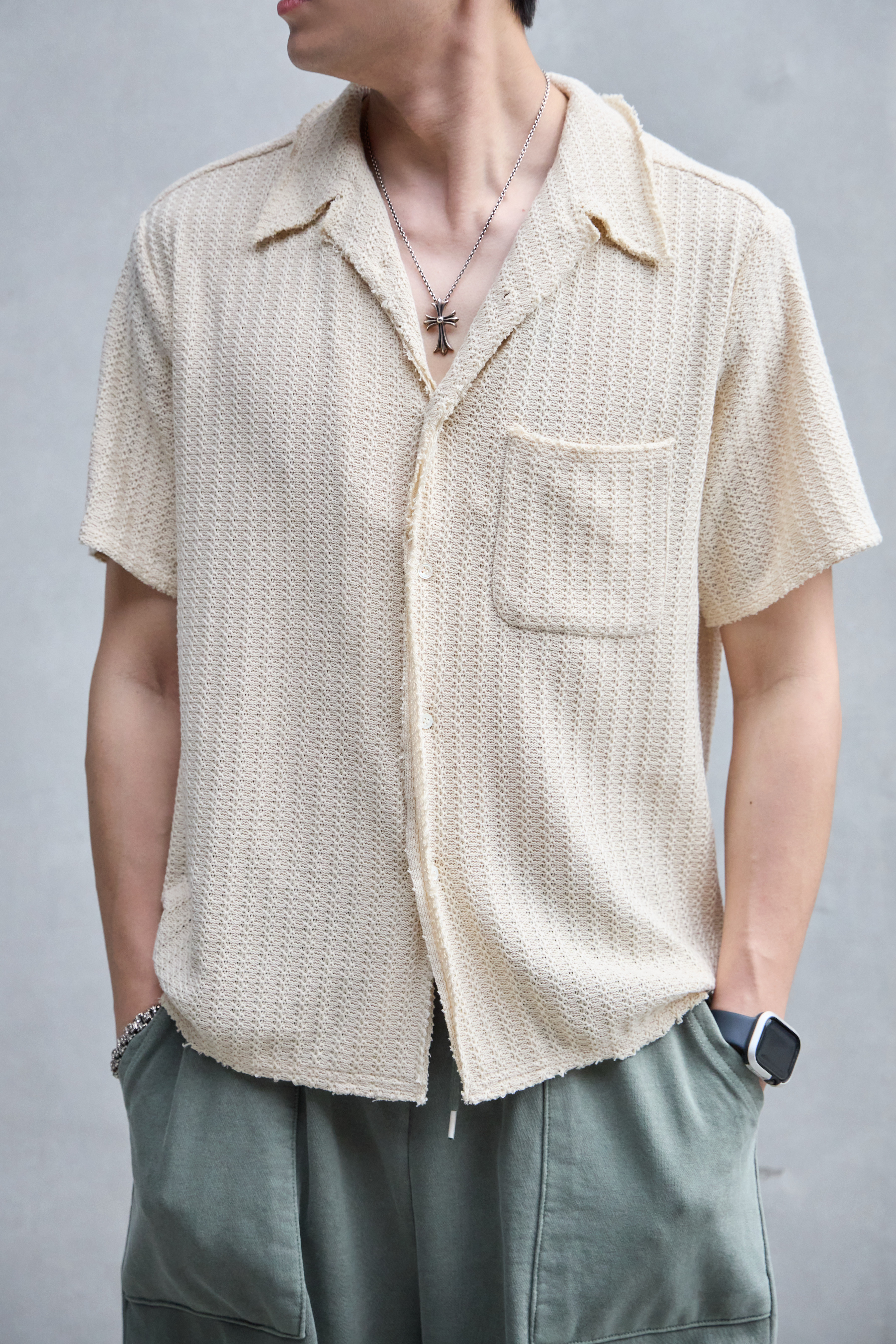 Fray Knit Texture輕織開襟襯衫