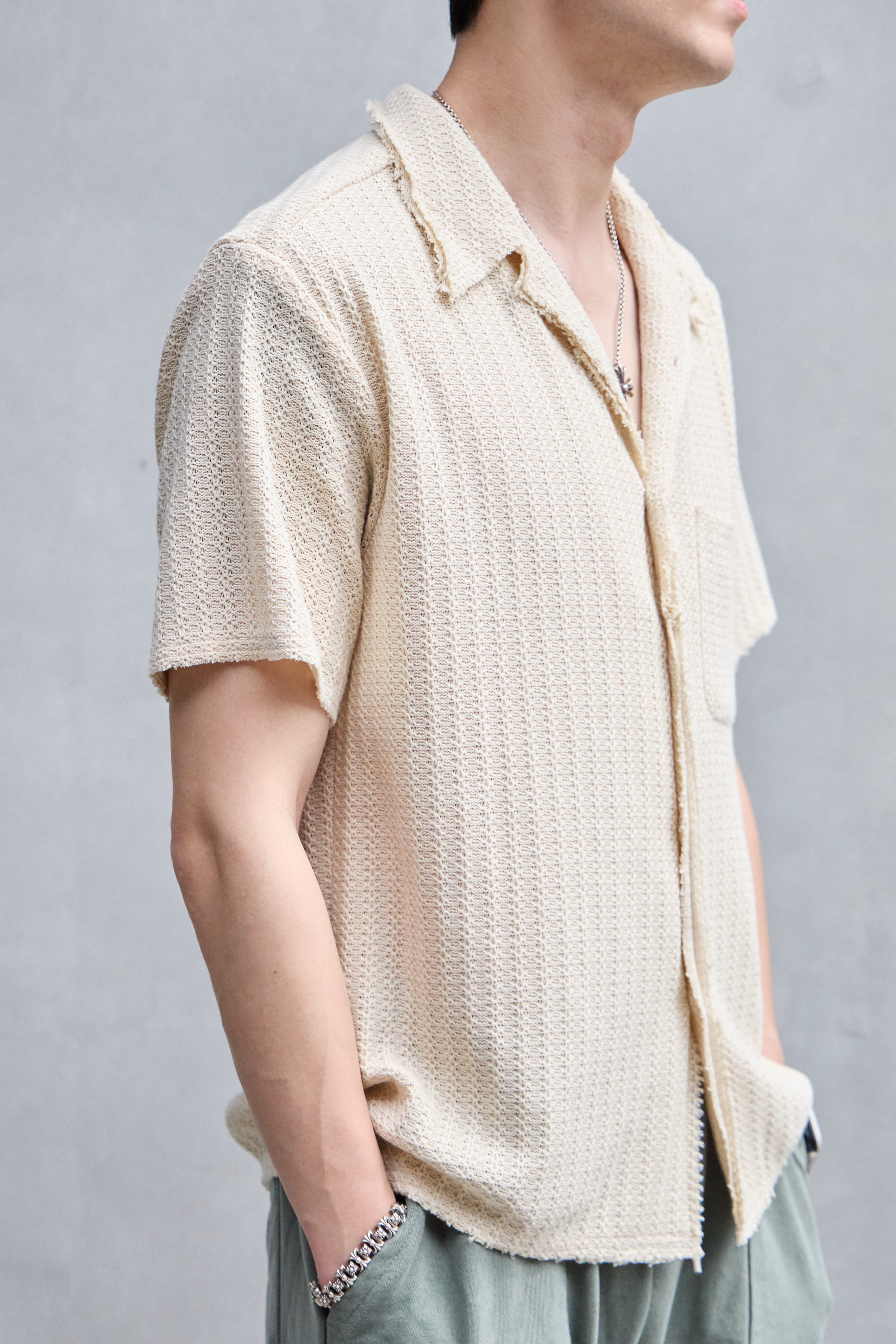 Fray Knit Texture輕織開襟襯衫