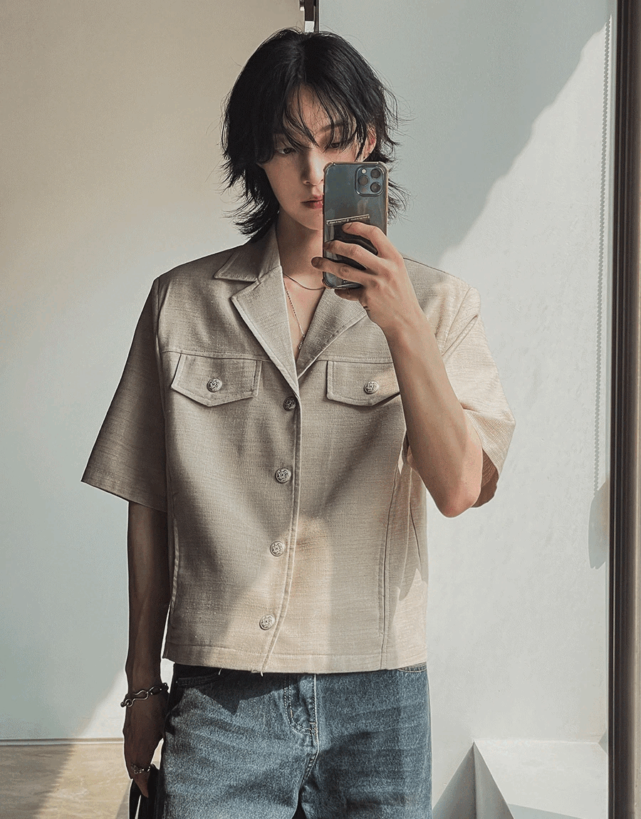 亞麻牛仔夾克外套