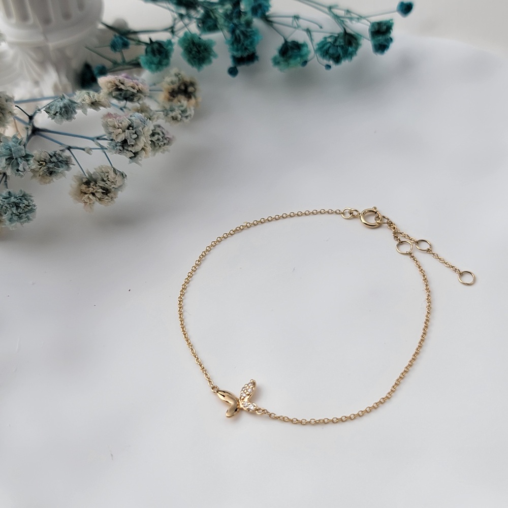 【me.luxe】K18蝴蝶5分鑽小豆手鍊