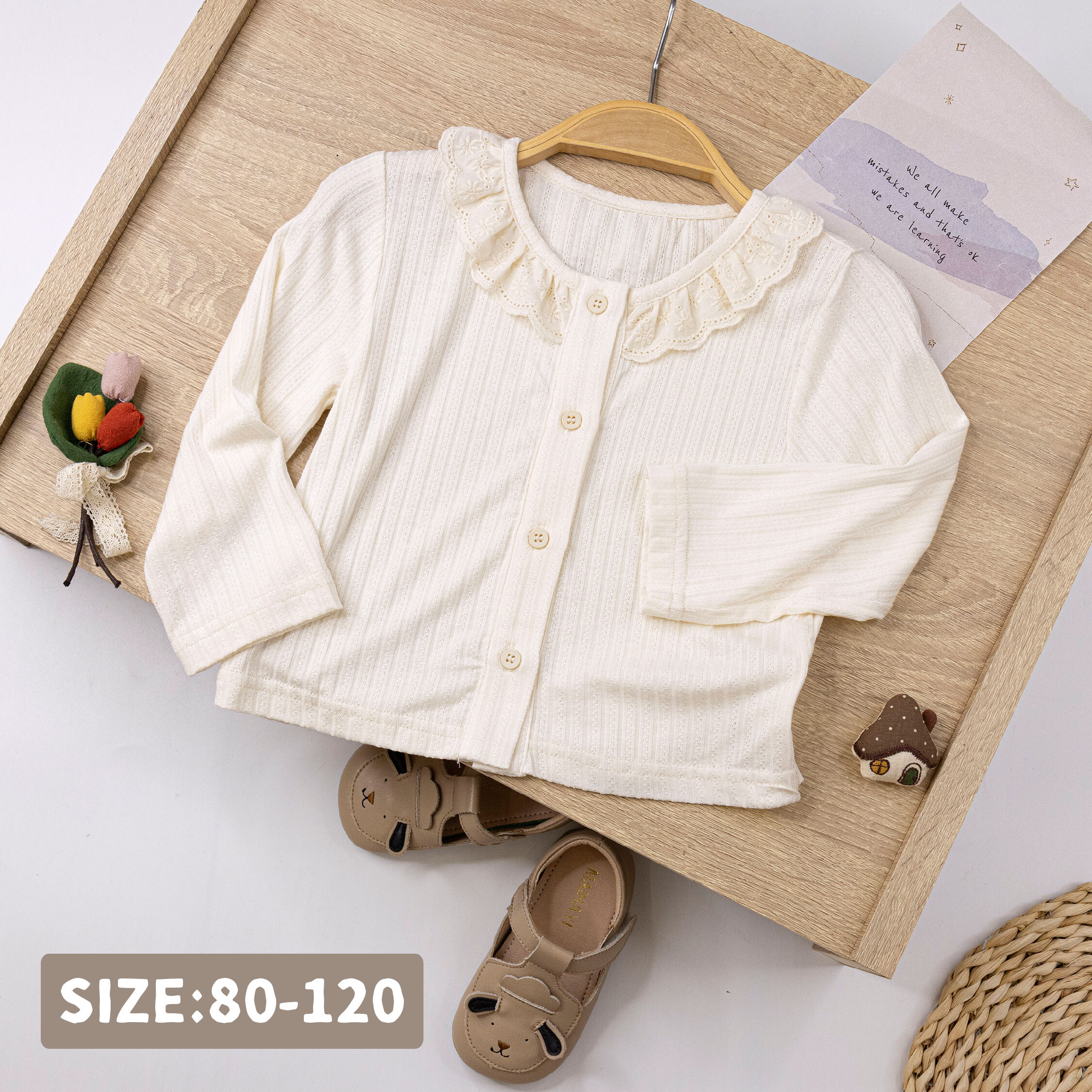 【H50570】日系花邊拼接舒適外套