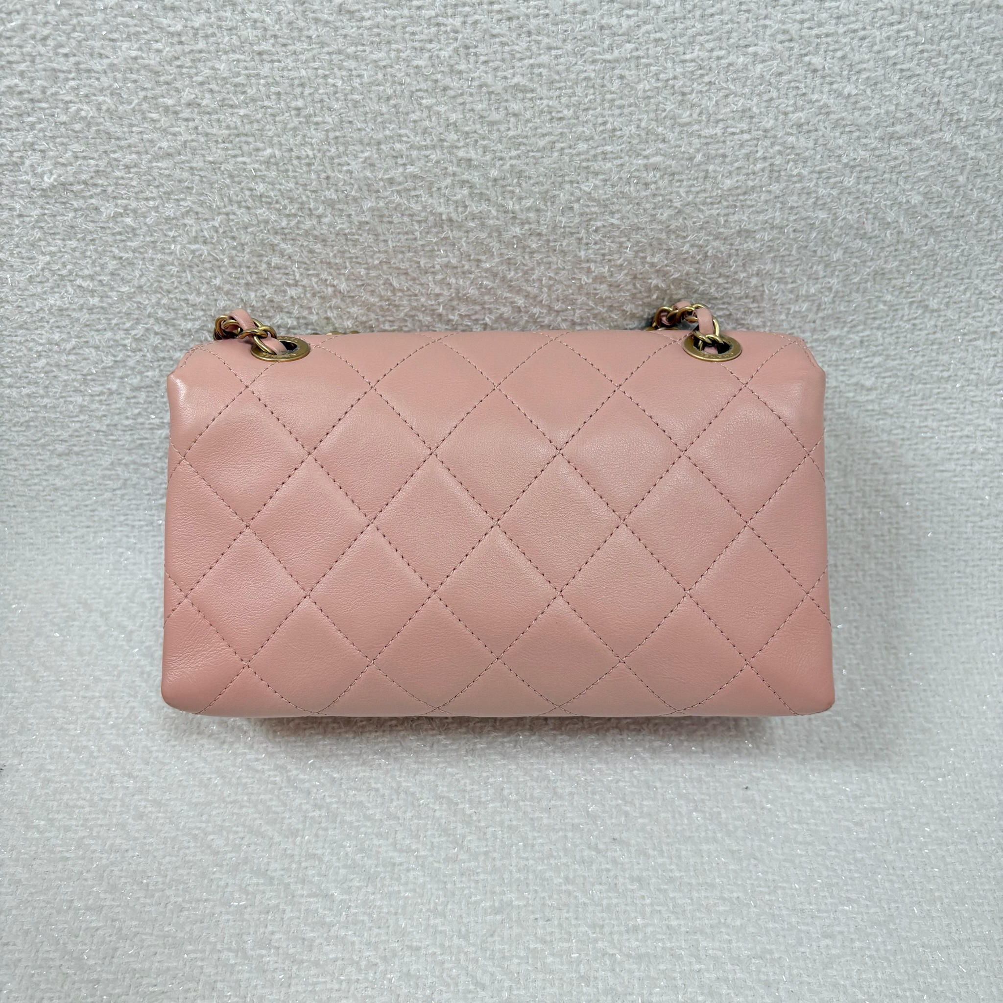 Chanel Logo Flap Bag - Pink / Ghw