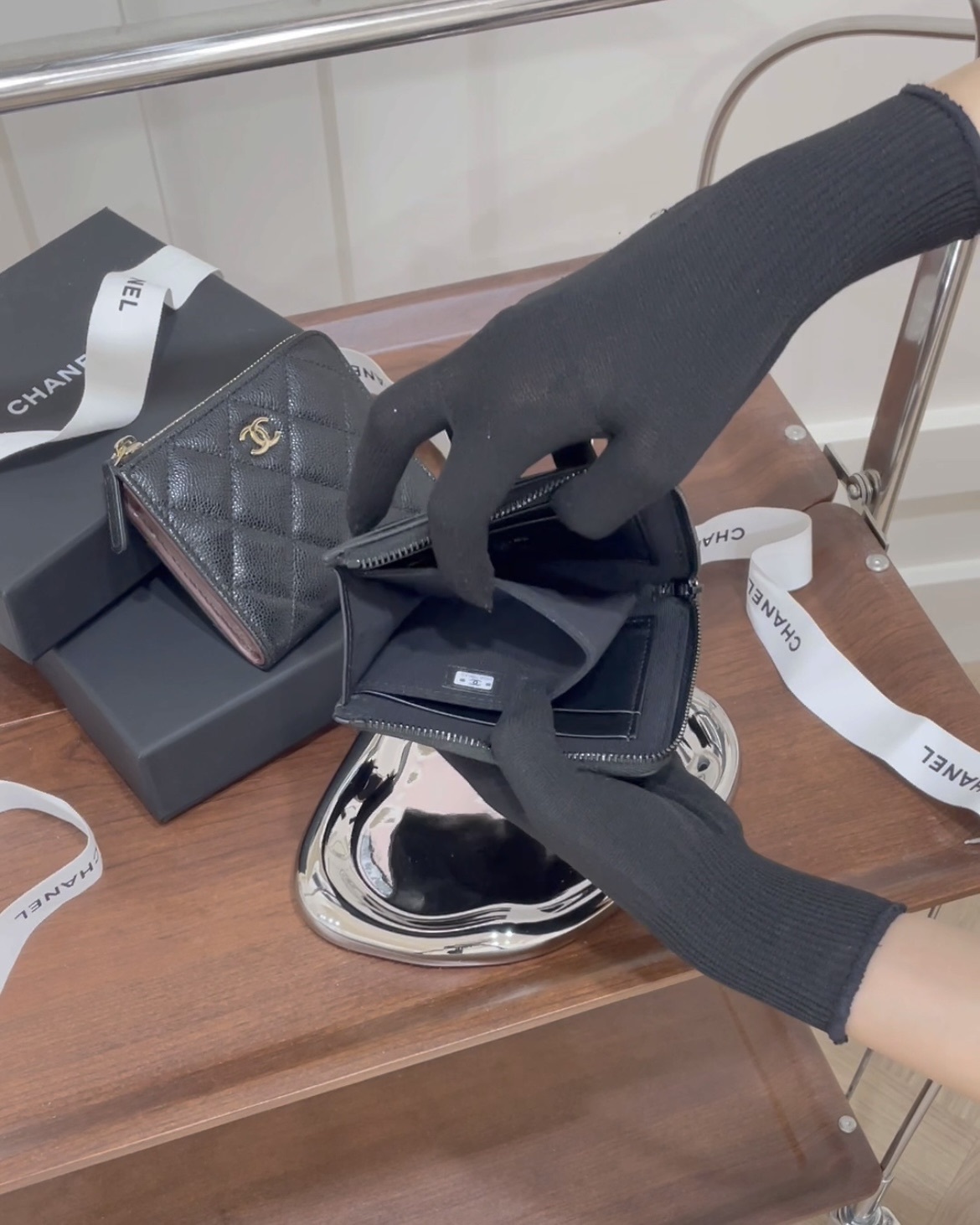 CHANEL｜L型拉鍊短夾 SO BLACK