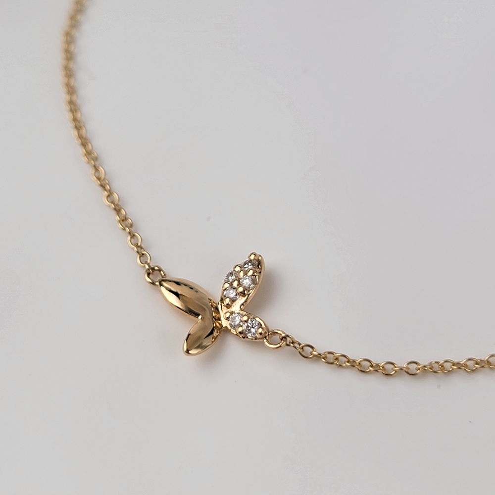 【me.luxe】K18蝴蝶5分鑽小豆手鍊