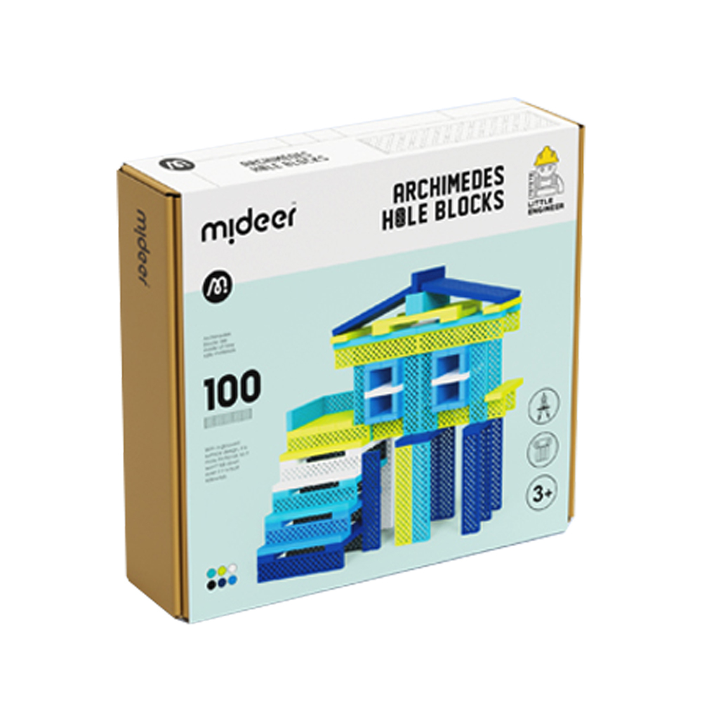 【Ｍideer】自由建築洞洞積木(冷色100片)