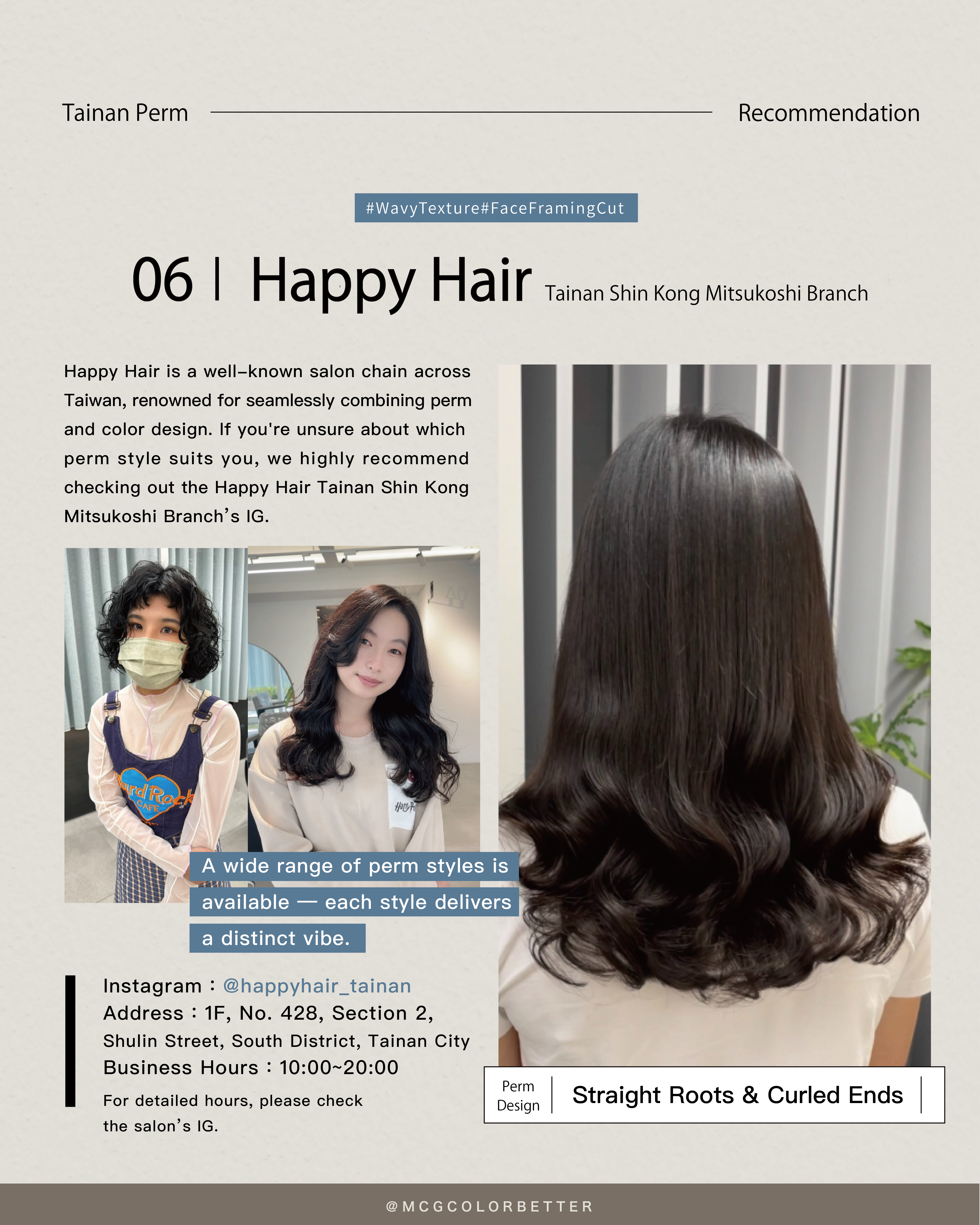 Tainan perm recommendations #6: Happy Hair – Tainan Shin Kong Mitsukoshi Branch