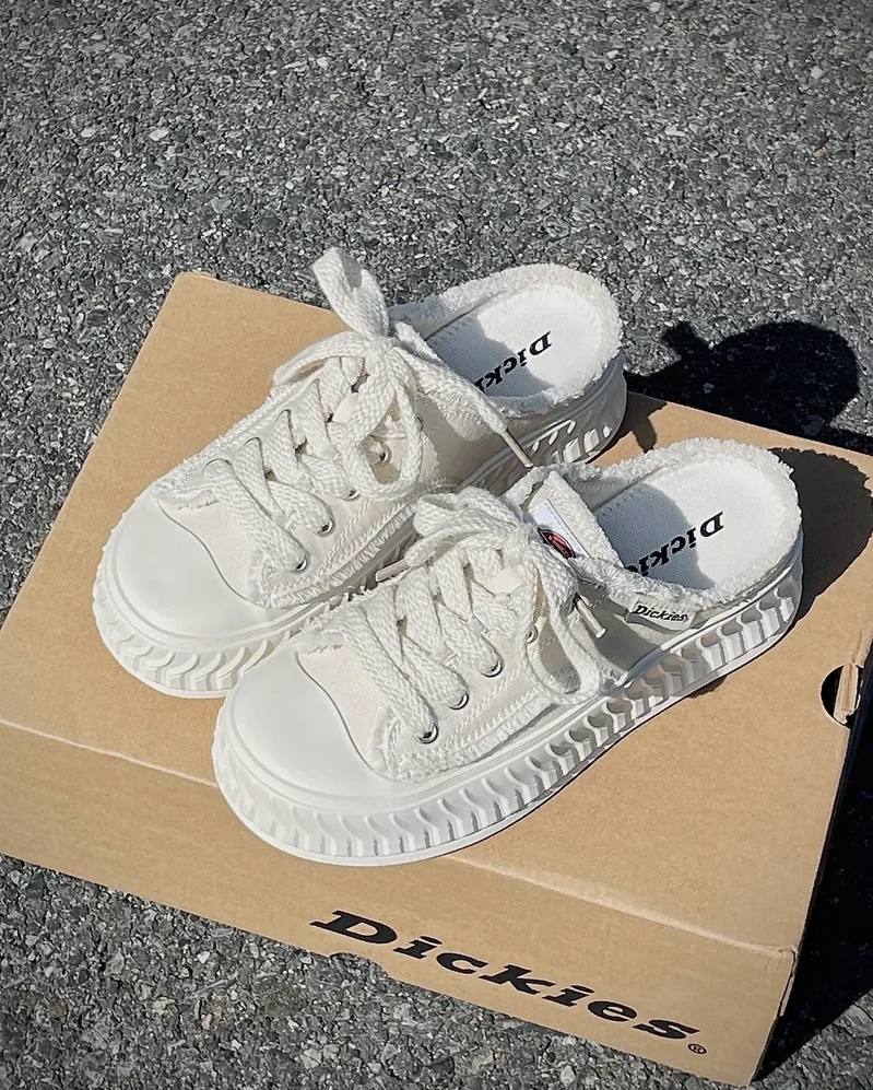 <解構平替款2.0!!> Dickies 厚底 增高 餅乾 解構 輪胎底 帆布鞋 半拖 懶人鞋 2色 232W50LXS71