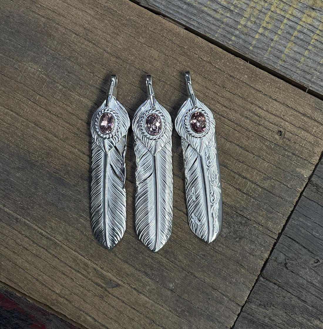 TW Flight Feather L 銀繩Pink Tourmaline*