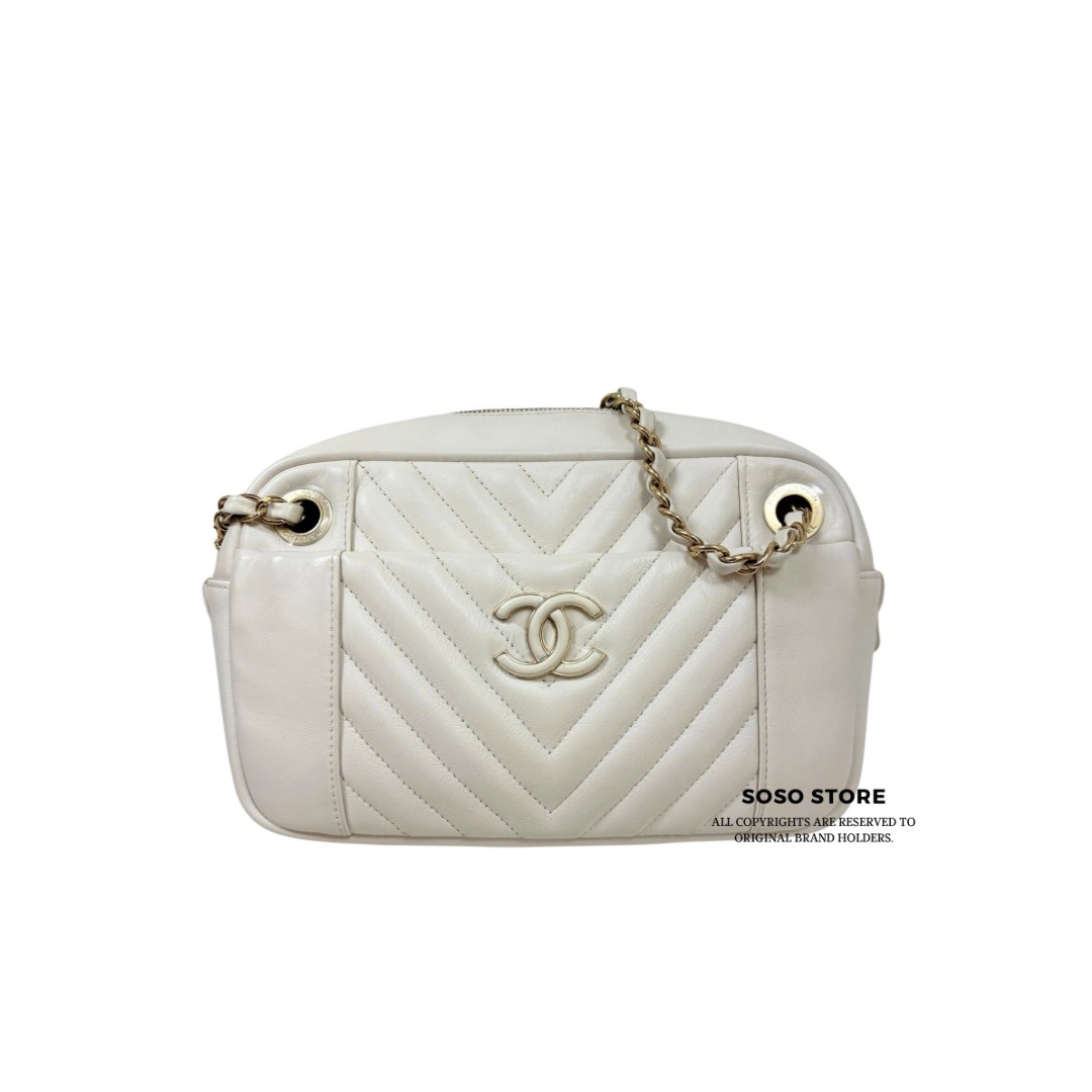 Chanel Camera Bag - White / Ghw