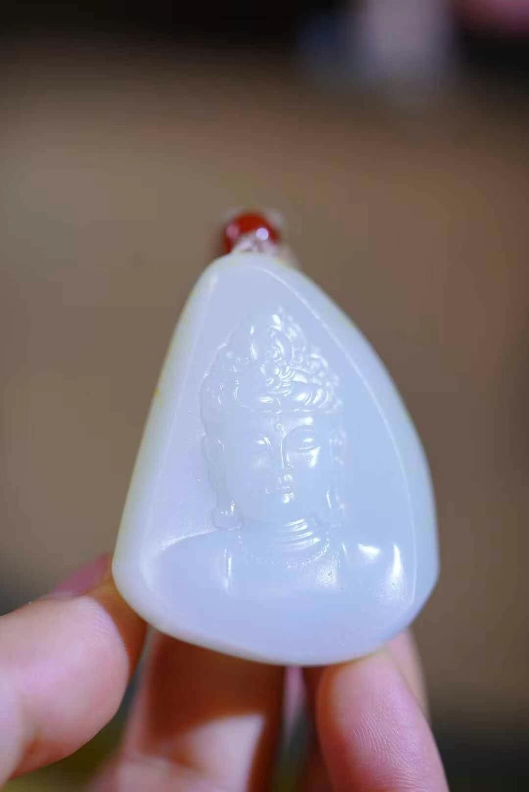 和田玉籽料觀音護佑,天然和田玉軟玉