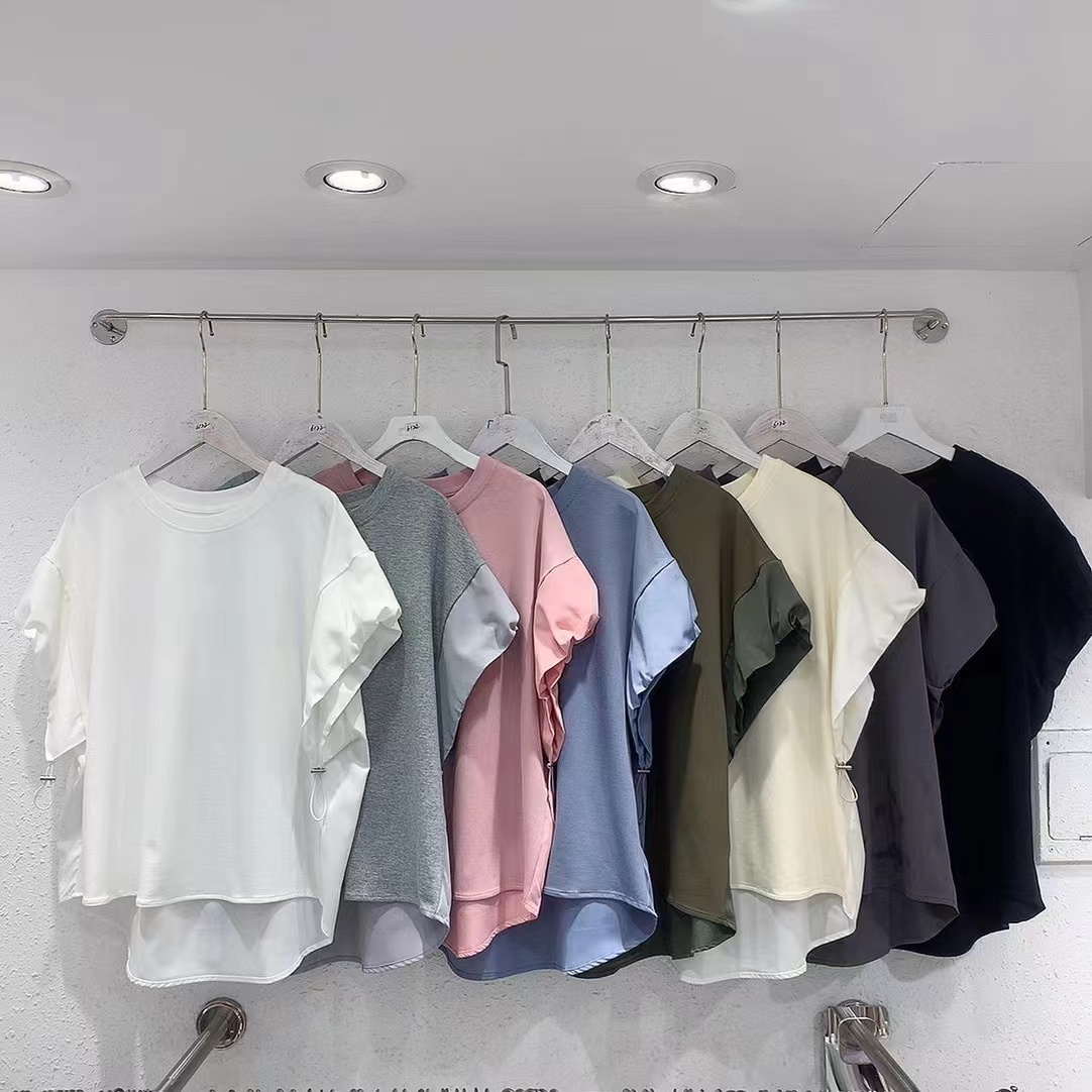 後車摺拼布索繩袖棉TOP (E50-E57)