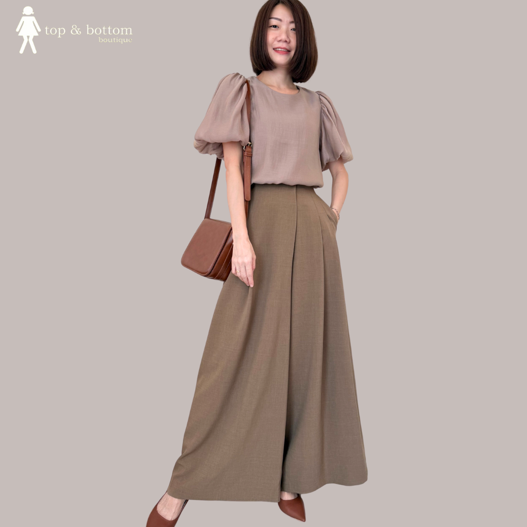 SHORT PUFF SLEEVE CHIFFON BLOUSE