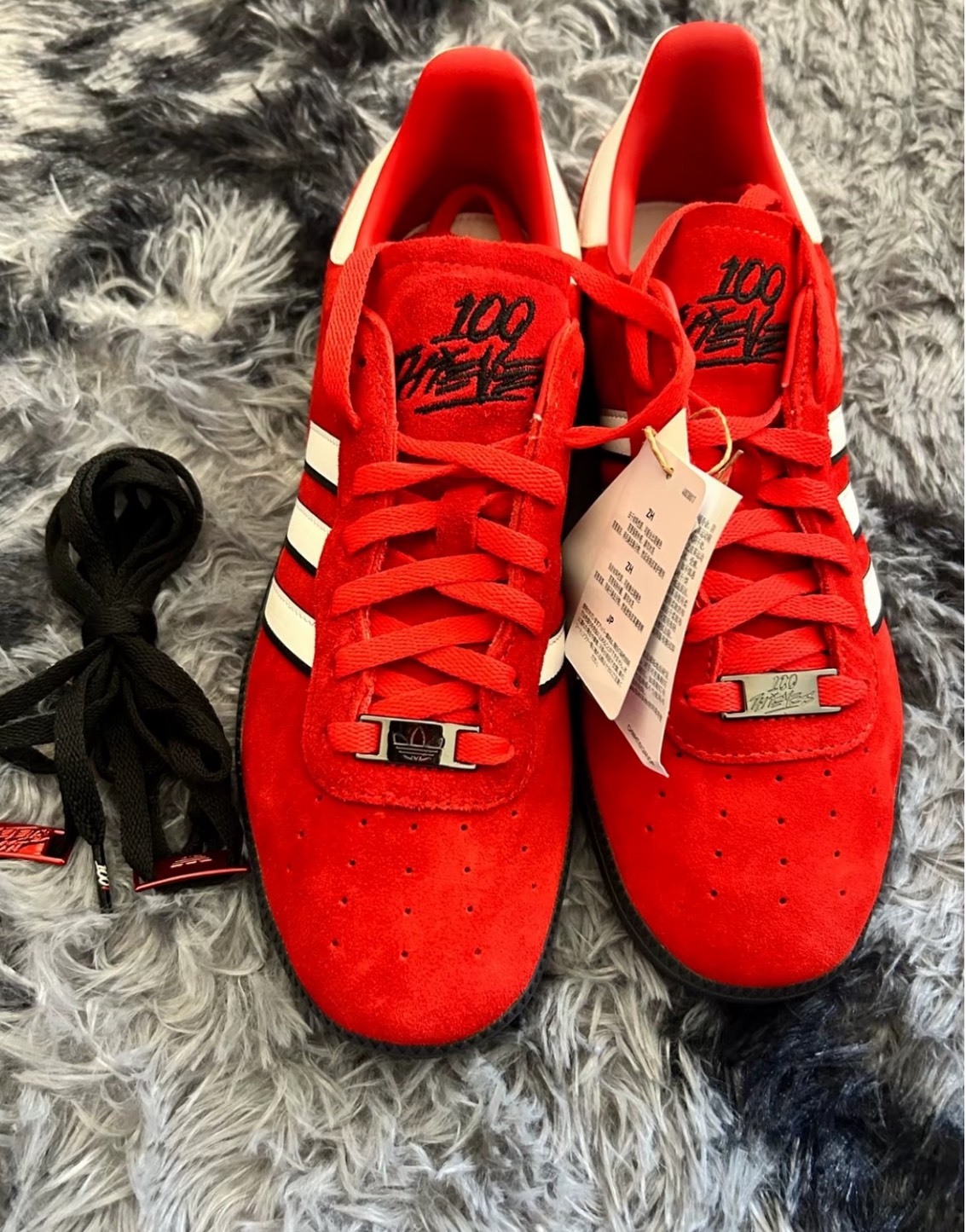 100 Thieves x adidas Palos Hills 聯名紅色德訓板鞋 復古風板鞋 男款